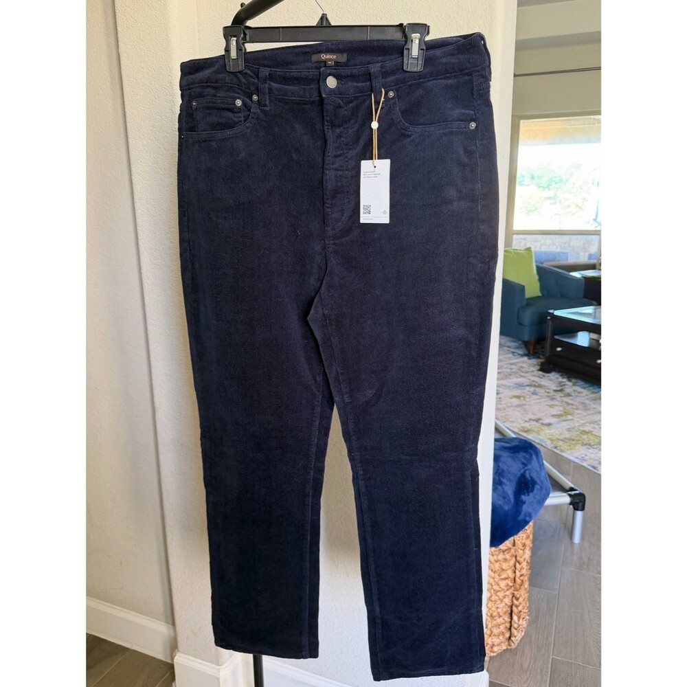 Quince Organic Stretch Corduroy Straight Leg Pants / Deep Navy /16